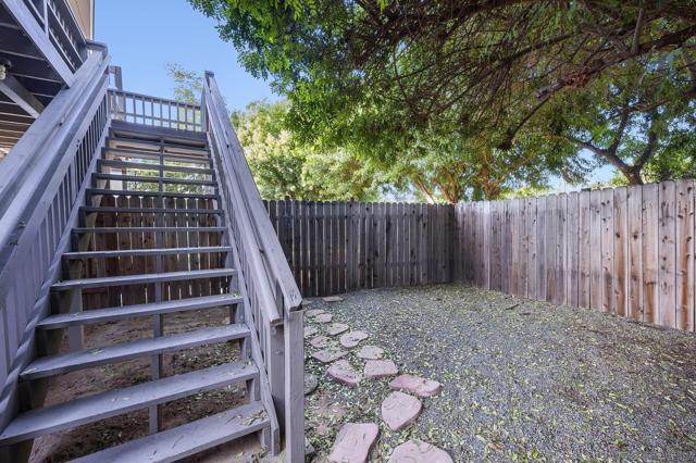 Studio entry stairs and private use yard