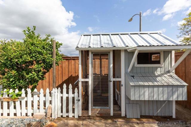 Chicken coop in backyard