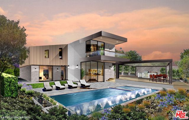 Special opportunity to purchase pre-completion! This amazing Architectural New Construction home sits on an elevated lot, overlooking the beautiful canyon with ocean views. Located on one of the Pacific Palisades' most quiet and private roads, a cul-de-sac at the southern end of Bienveneda Avenue. Nearly 5,000 sqft of living space: 3,574 sqft in the main house plus an additional 1,369 sqft of outdoor entertaining space including an incredible roof deck! Open & expansive floorplan with tons of natural light via the high ceilings, floating staircase & walls of glass allowing views from nearly every room! An infinity-edge pool and spa overlook the peaceful canyon. The elevator services each of the 3-levels in the house and also the incredible rooftop deck. A large, open-concept family room, gorgeous chef's kitchen and dining room open completely to the stunning backyard and are surrounded by dramatic vistas. An outdoor BBQ kitchen and covered dining patio invite intimate gatherings with friends and family. The lower level provides a home theater, 4th bedroom suite and access to the very private front yard- perfect for a great play area! A generous front lounging deck looks out to the mountains to the North. Upstairs you will find 3 en-suite bedrooms including a jaw-dropping primary suite. Take the elevator all the way up to the enormous rooftop deck and enjoy 360 views of the canyons, ocean and mountains. Plumbed and ready for an additional kitchen space, this alluring rooftop retreat is sure to be your favorite spot to entertain as the sun sets on another lovely SoCal day! Why wait? Lock this incredible property down now!