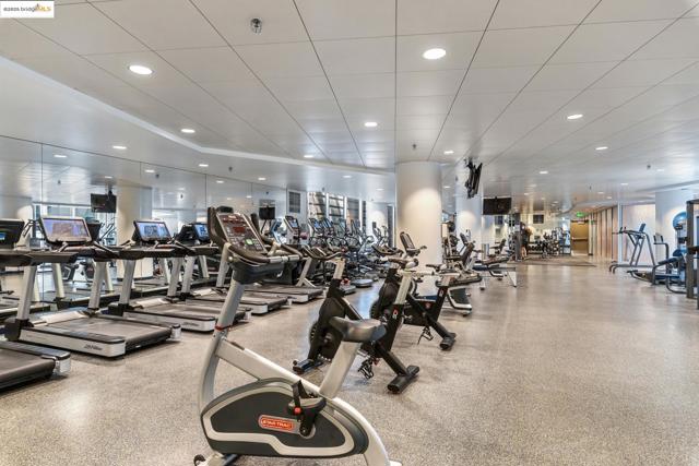 Gym featuring recessed lighting