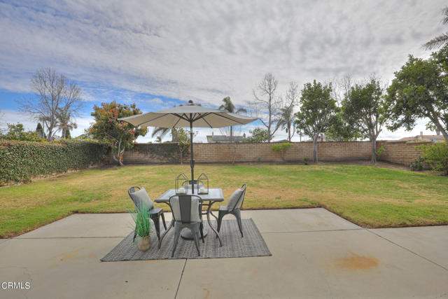 Large backyard with spacious patio