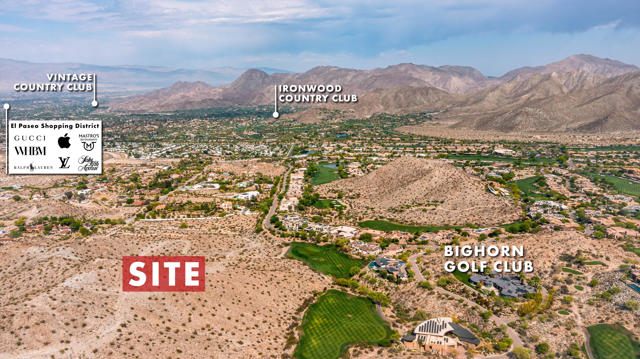 Located in the South Palm Desert area of Cahuilla Hills, this 25-acre site presents the opportunity too build a custom estate with unobstructed views of the desert mountainscape. Minutes away from the renowned El Paseo Shopping District, home to Gucci, Louis Vuitton, Saks Fifth Avenue, Mastro's Steakhouse, and more. Positioned amidst the scenic desert landscape, the property's secluded location offers optimum privacy and stellar mountain vistas. Surrounded by prestigious, exclusive communities such as Bighorn Golf Club, Ironwood Country Club, and The Reserve Club.