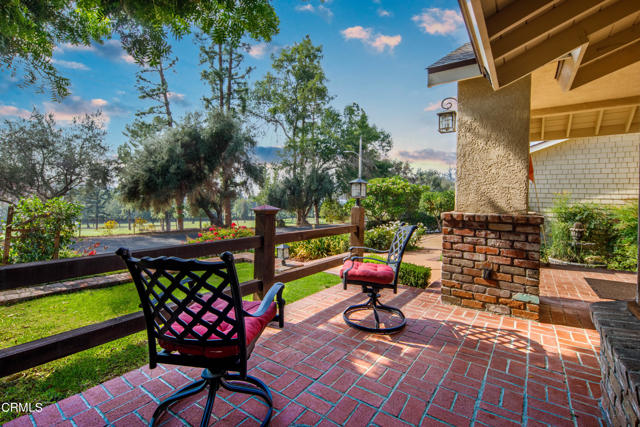 Front porch with golf course views