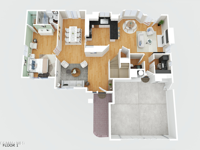 digitally enhanced 3D floorplan 1st floor