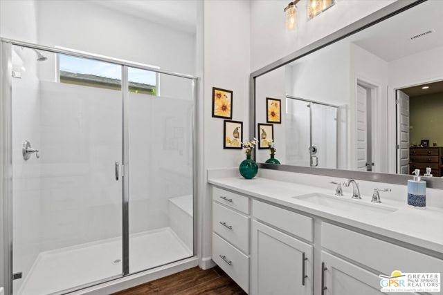 With walk-in shower