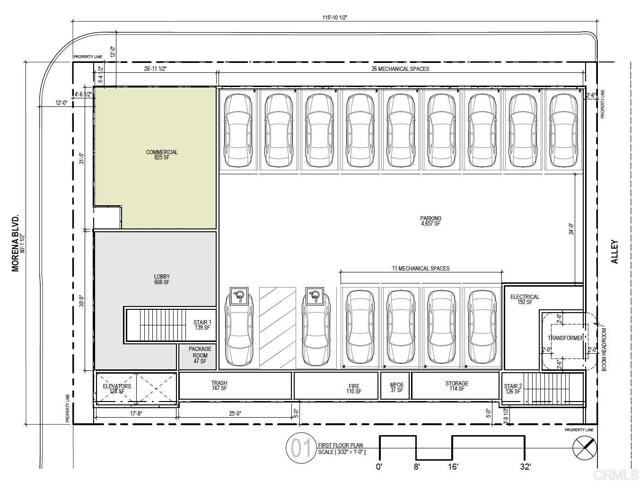 Combination of at grade parking and a mechanical parking system to provide a total of 39 spots.