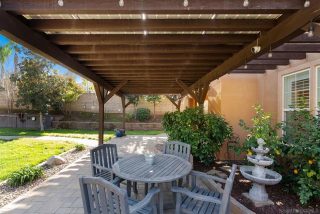 Back yard large pergola for shaded outdoor eating or lounging space