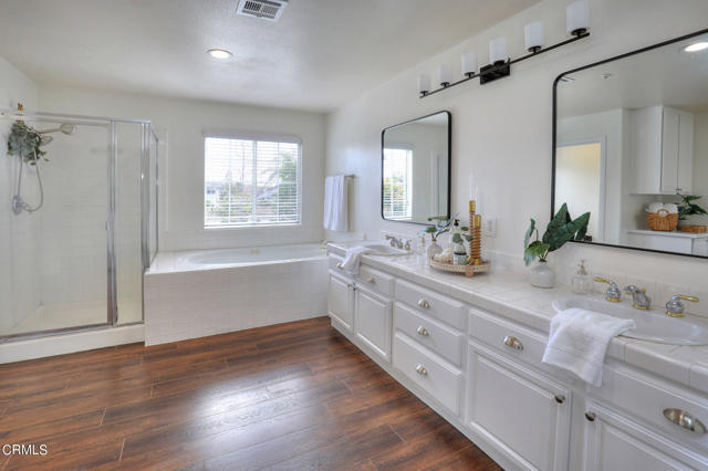 Primary bathroom with shower & tub