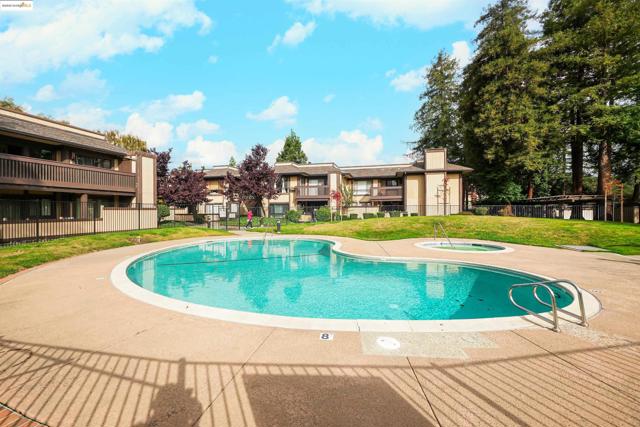 Community pool with a patio and a hot tub