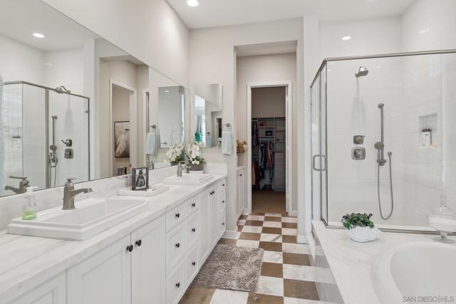 Sparkling clean with marble counters, dual sinks, and large walk in closet.