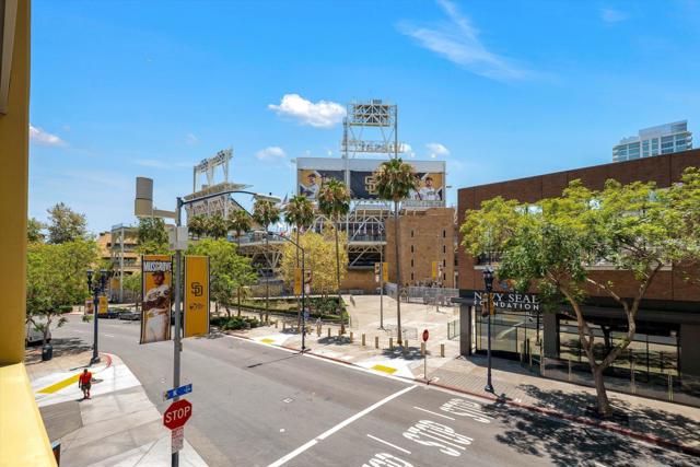Spacious balcony-Views directly toward Petco Park! Enjoy having a BBQ listening to the ballgames and or any of the major artists concerts!