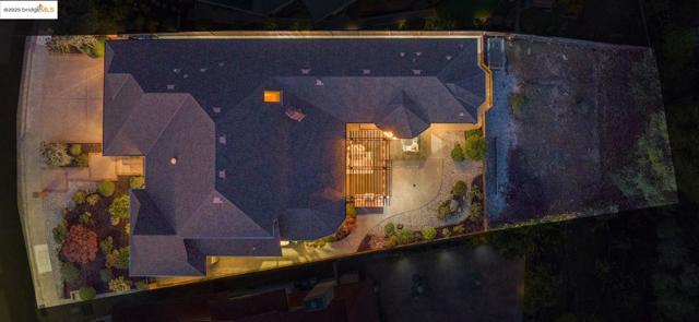 View from above of property with a pool