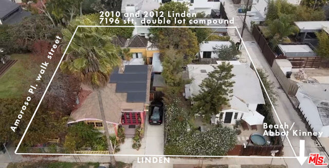 2010 Linden Avenue Venice, California This is a rare opportunity to own a 7196 sqft double lot compound on a coveted Venice walk street! Build your dream home on these incredible side-by-side lots. The location makes this a perfect sanctuary and getaway. The walk streets offer tranquil paths to Abbot Kinneys world class restaurants and shops and the beach. The property currently features two, classic Venice bungalows. 2010 Linden has 2 bedrooms/2 baths, a rear detached office and a 1 car garage. 2012 Linden has 2 bedrooms/1 bath, a rear rental unit with a kitchen and bath, and 1 car parking. Brick Work ADU report showing potential to build available upon request.